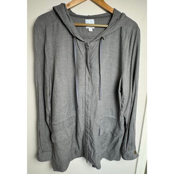Sunday women's grey full zip hooded lightweight jacket Size XL Drawstring Waist - Picture 1 of 12